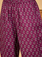 Joban Fashion Printed Purple Pure Cotton Kurta Set | Grocsy