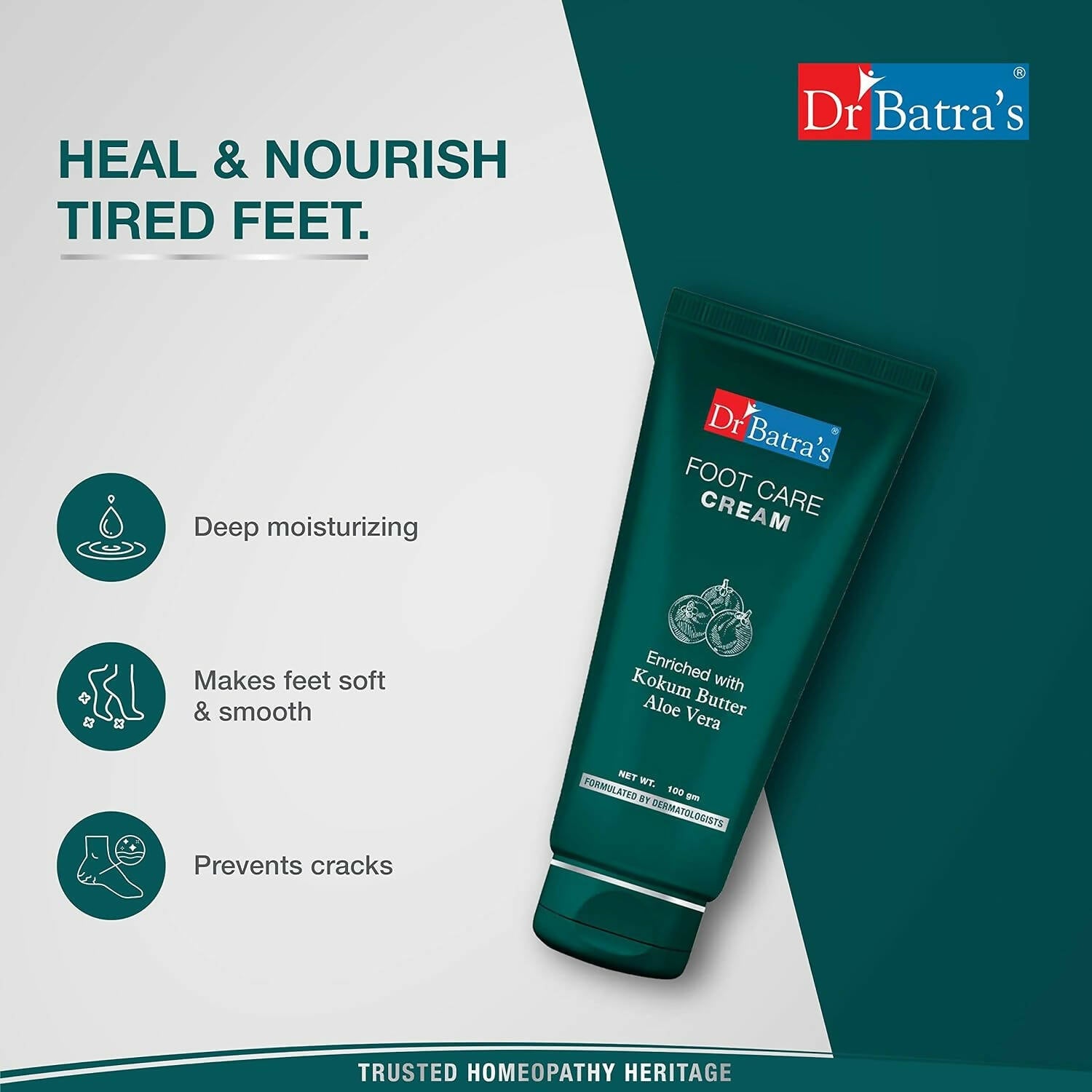 Dr. Batra's Foot Care Cream With Kokum Butter & Aloe Vera | Grocsy