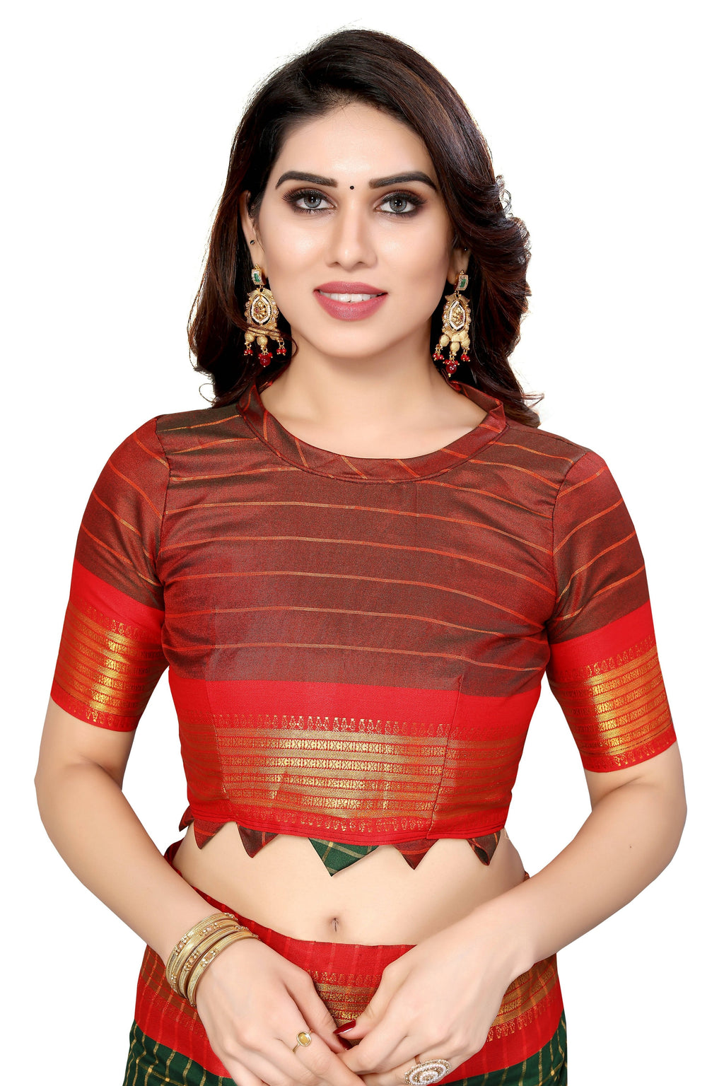 Vamika Weaving Green Cotton Silk Saree | Grocsy