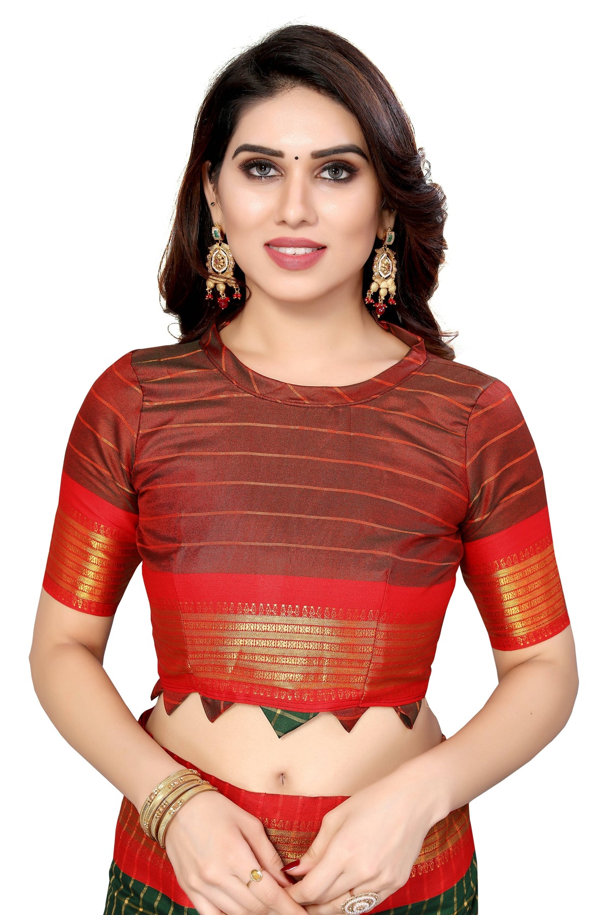 Vamika Weaving Green Cotton Silk Saree | Grocsy