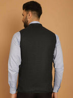 Even Apparels Pure Wool Nehru Jacket - Blue | Grocsy