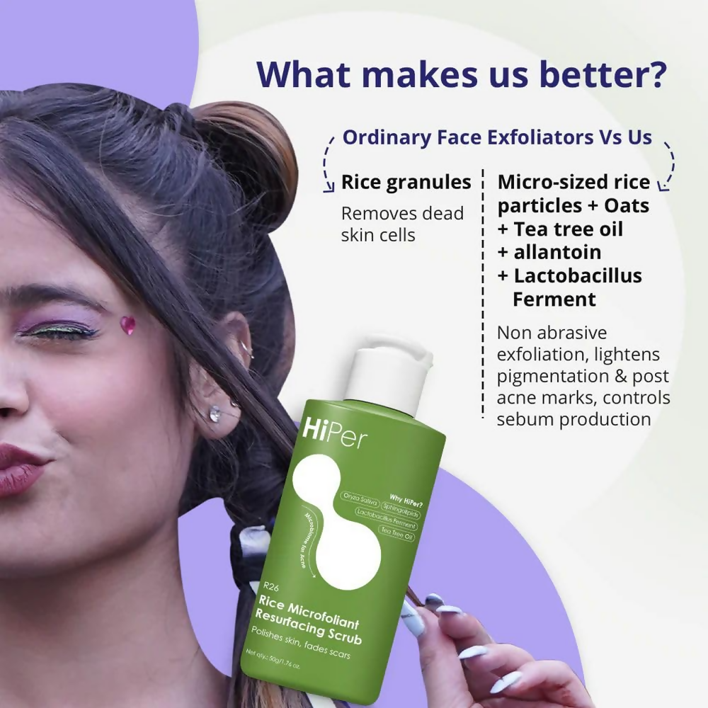 HiPer Skin Rice Microfoliant Resurfacing Face Scrub | Grocsy