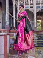 Shree Shyam Fashion Black Soft Silk Saree | Grocsy