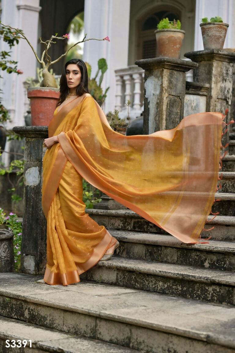 Mustard Kalyani Silk Woven Design Saree - Priyalaxmi | Grocsy