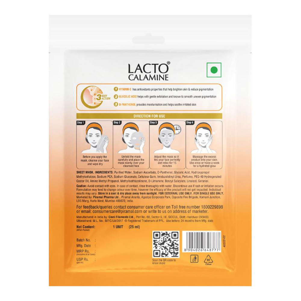 Lacto Calamine Vitamin C Face Sheet Mask | Grocsy
