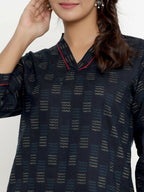 Miravan Women's Blue Printed Indigo Kurti | Grocsy