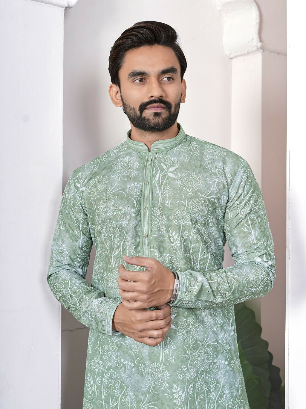 Anaita Sea Green Digital Printed Work Cotton Straight Kurta | Grocsy