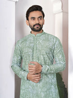 Anaita Sea Green Digital Printed Work Cotton Straight Kurta | Grocsy