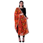 SWI Stylish Women's Embroidered Phulkari Chiffon Red Dupatta | Grocsy