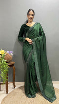Vastranavya Green Rangoli Silk Swarovski work Ready to Wear Saree | Grocsy