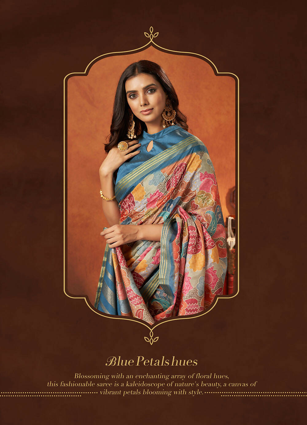 Blue Rangkat and Crepe Silk Paisley Saree With Unstitched Blouse Piece - Mohmanthan Royal Saachi | Grocsy