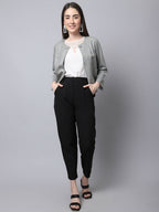 Even Apparels Grey Polywool Open Front Statement Women's Jacket (BF662) | Grocsy