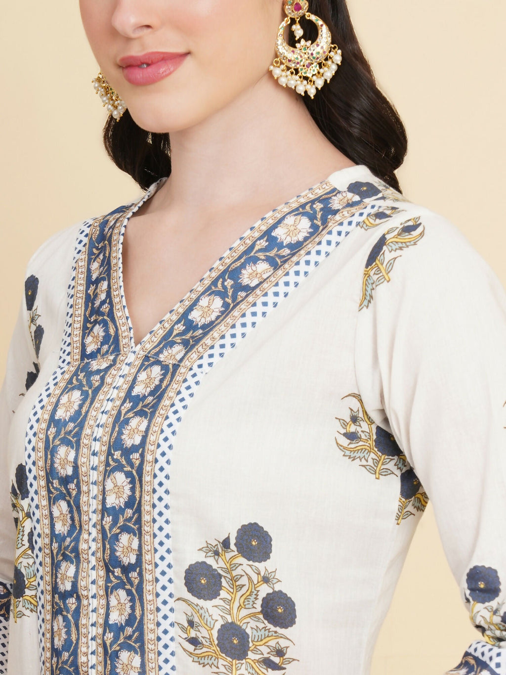 Designer Stylish white Cotton Stitched Suit With Dupatta - Tanisha | Grocsy
