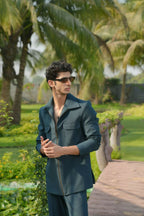 Strukt Deep Teal Shacket by Hilo Design | Grocsy