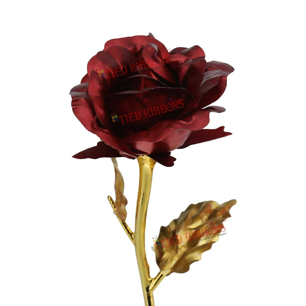 Tied Ribbons Rose Flower Artificial With Teddy - Valentines Day Gift Box | Grocsy
