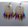 MS Fashion India Silver Oxidized Latest Fashion Long Alloy Drops Chandbali Earrings | Grocsy