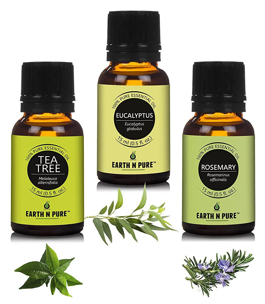 Earth N Pure Essential Oils (Eucalyptus, Rosemary & Tea Tree) | Grocsy