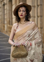 Lovely Off White Polly Brasso Designer Saree - Emponline | Grocsy