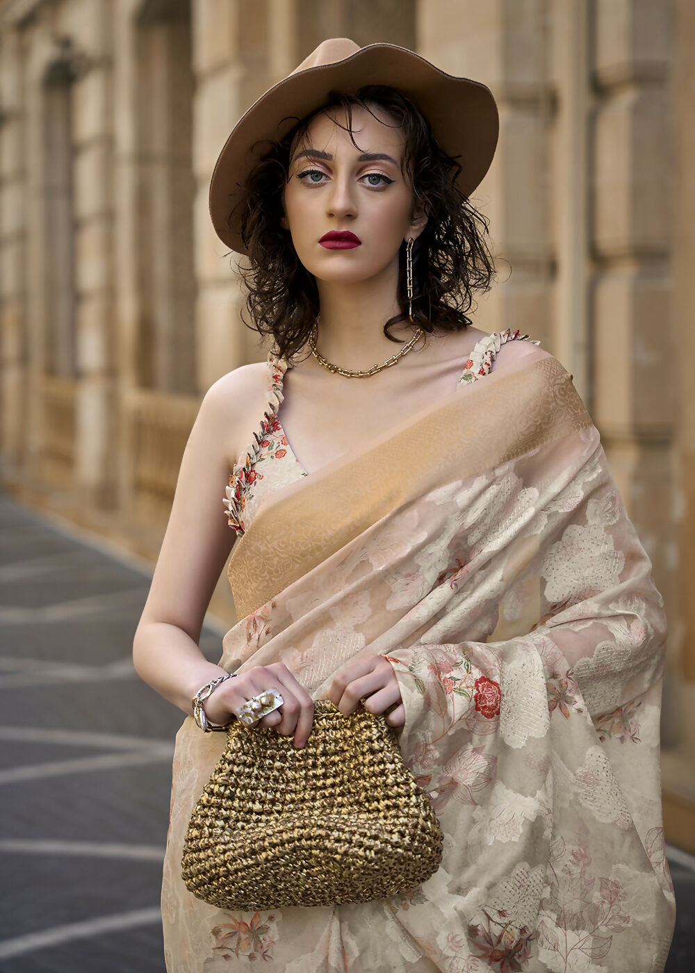 Lovely Off White Polly Brasso Designer Saree - Emponline | Grocsy