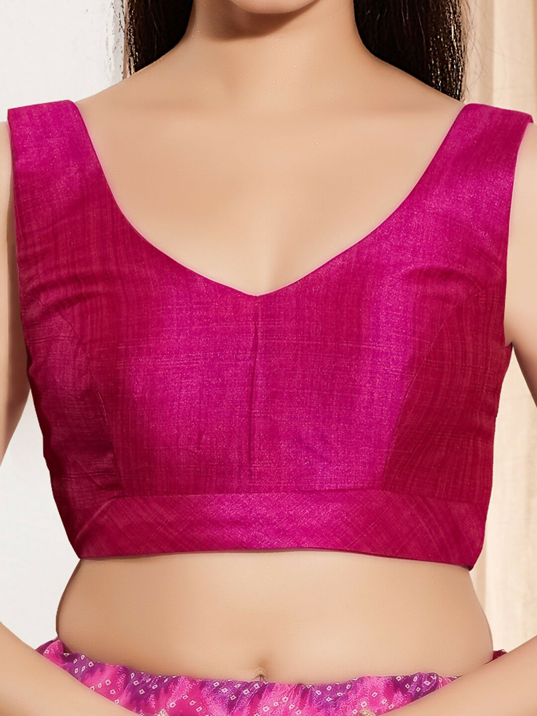 Joban Fashion Purple Mulberry Silk Padded Blouse With Round Neck Sleeveless | Grocsy