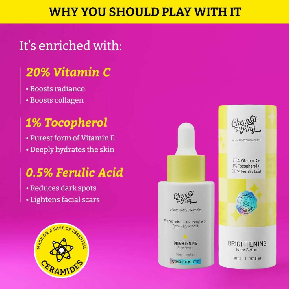 Chemist at Play 10% Vitamin C Skin Brightening Face Serum For Glowing, Radiant Skin | Grocsy