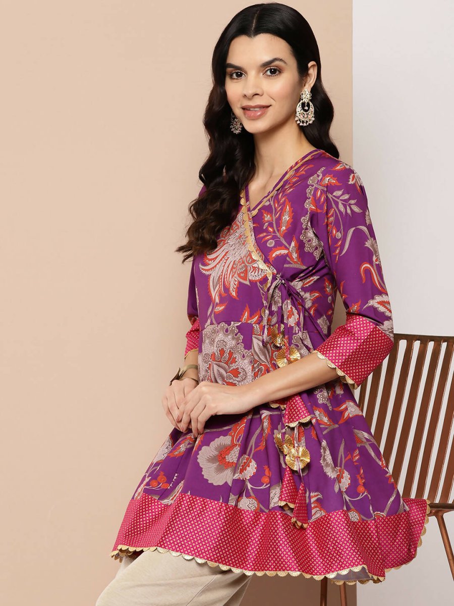 Ahalyaa Women's Traditional wear Tunic - Purple | Grocsy