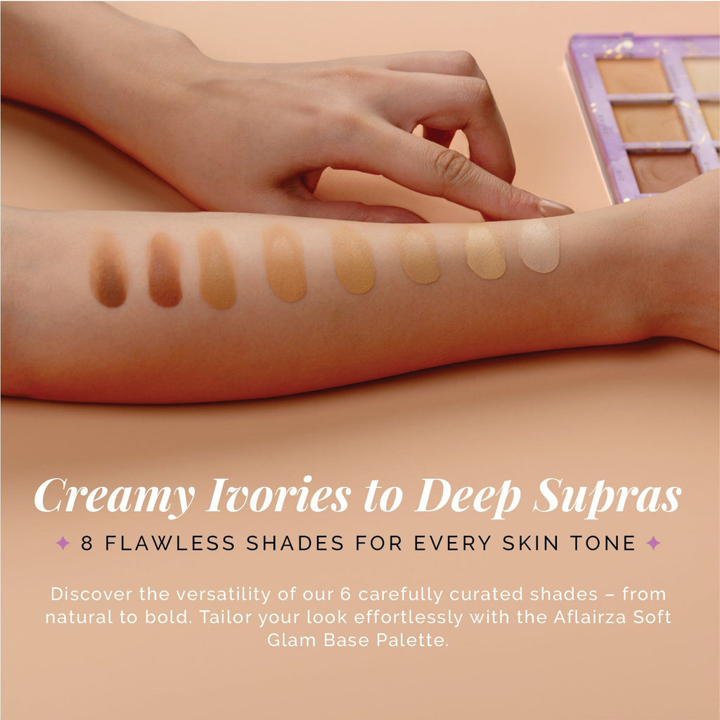 Aflairza Soft Glam Base Palette for Blendable, Long-Lasting Formula with Vitamin E & Jojoba Oil | Grocsy
