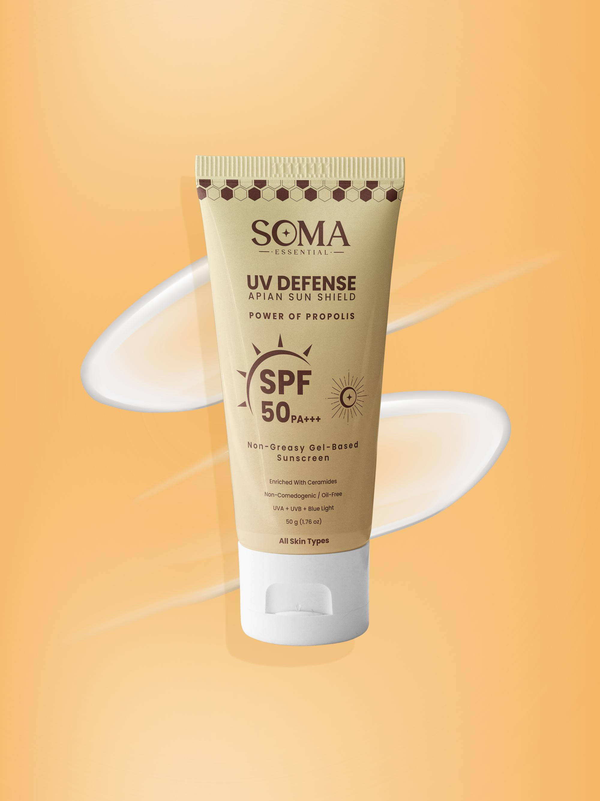Soma Essential Propolis Based Apian Sunshield, 4% Niacinamide & Ceramides | Grocsy