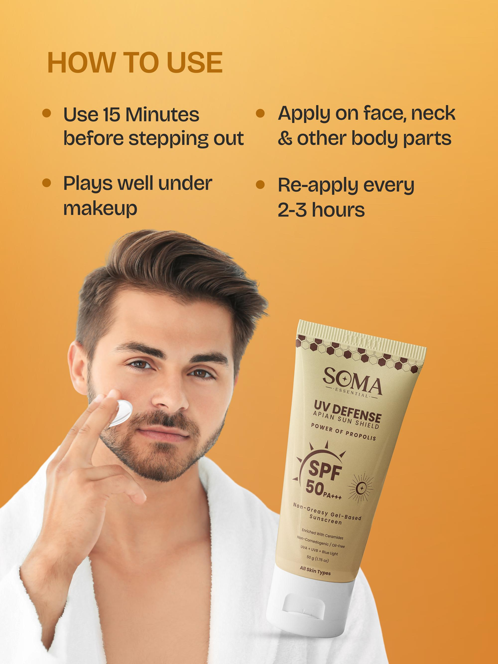 Soma Essential Propolis Based Apian Sunshield, 4% Niacinamide & Ceramides | Grocsy