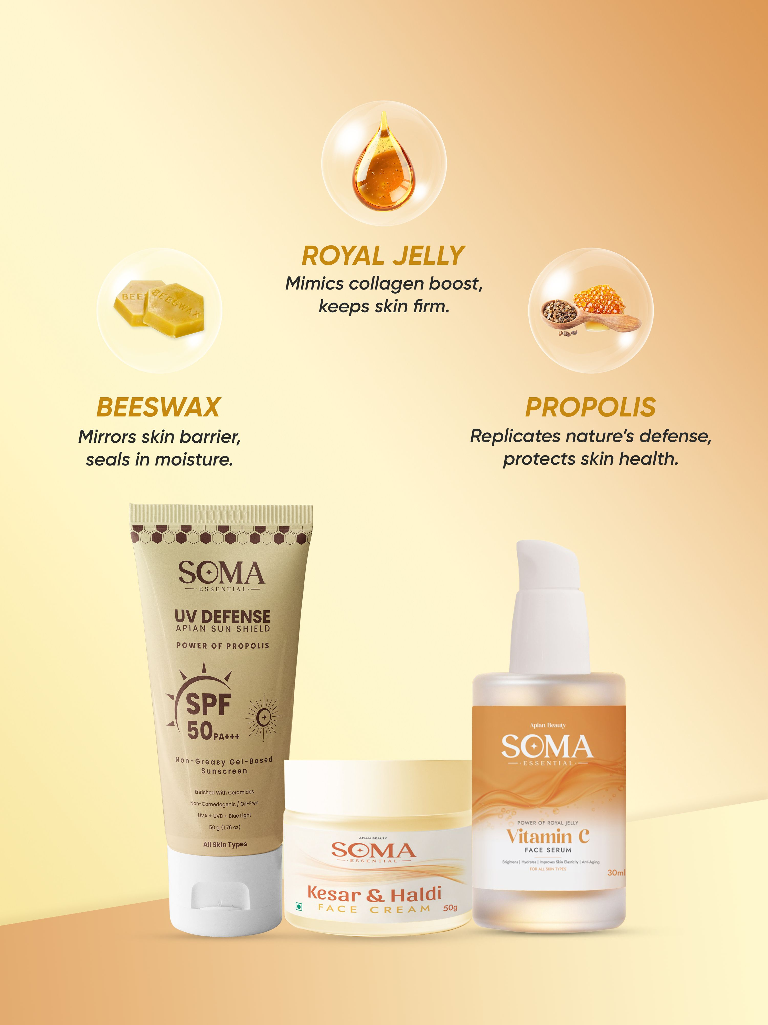 Soma Essential Propolis Apian Divine Trio ,Ceramides And 4% Niacinamide | Grocsy