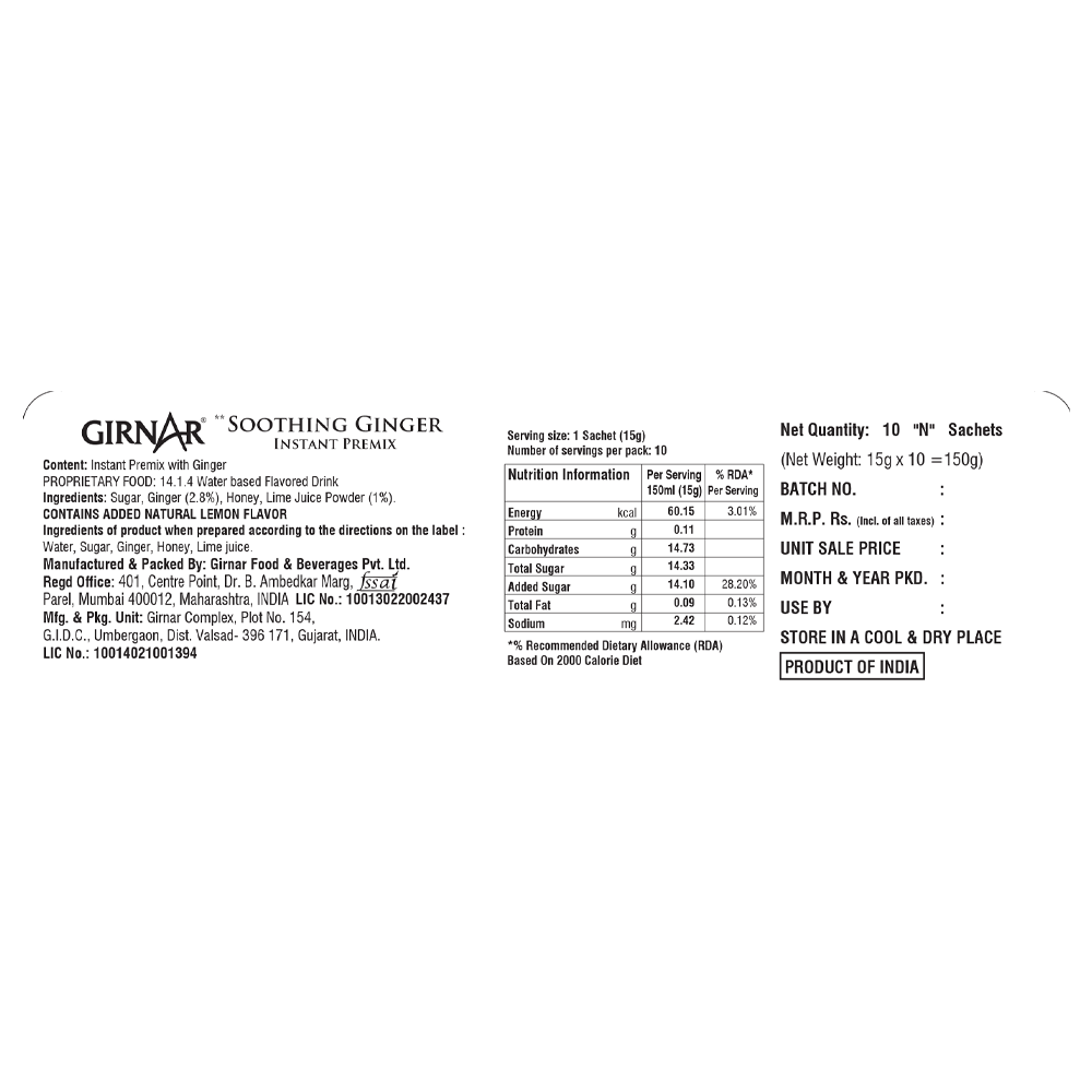Girnar Instant Premix Soothing Ginger | Grocsy