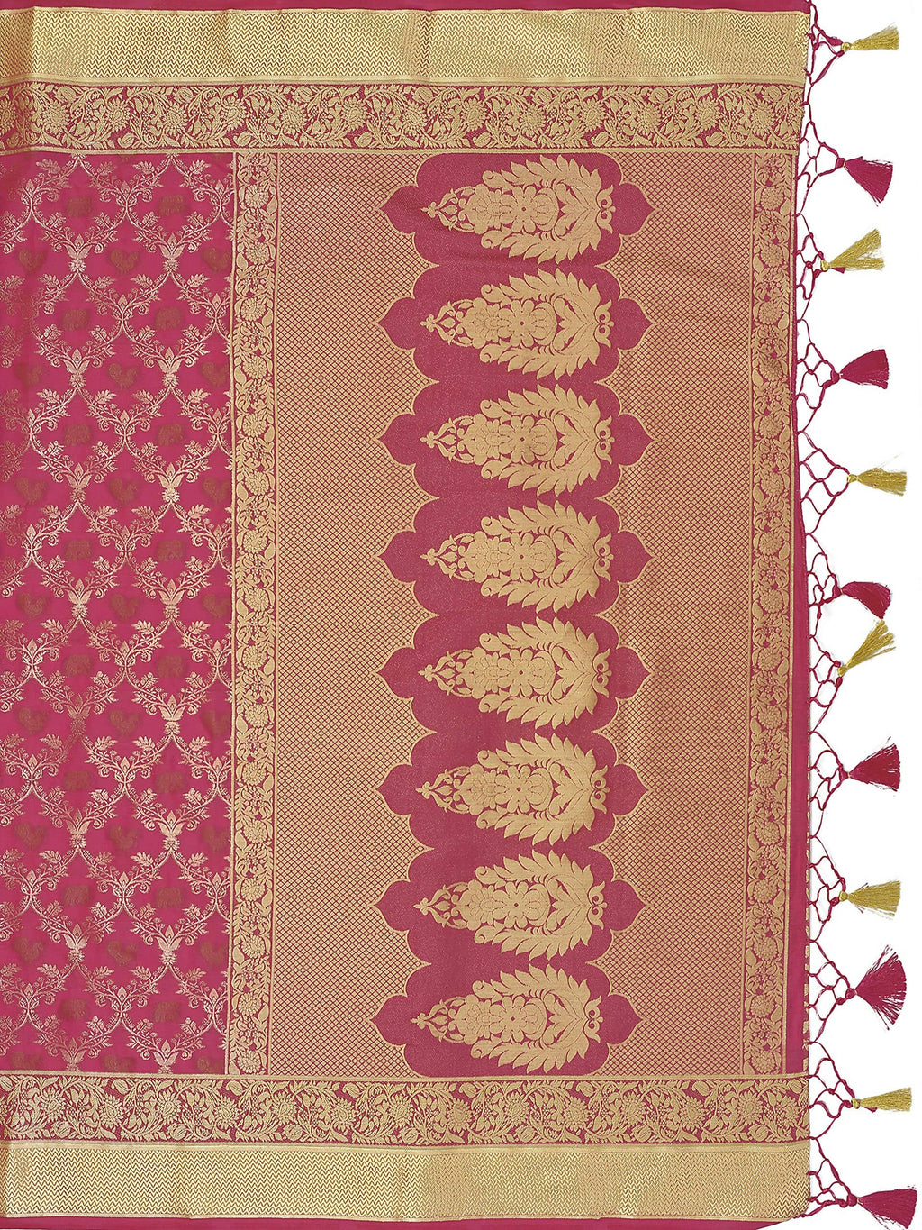 Mimosa Women's Kanchipuram Art Silk Pink Saree | Grocsy