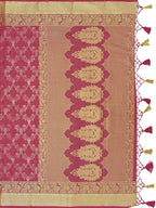 Mimosa Women's Kanchipuram Art Silk Pink Saree | Grocsy