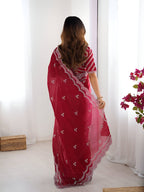 Lehenga Mart Party Wear saree for women - Red | Grocsy