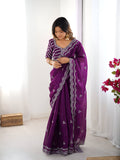 Lehenga Mart Party Wear saree for women - Purple | Grocsy