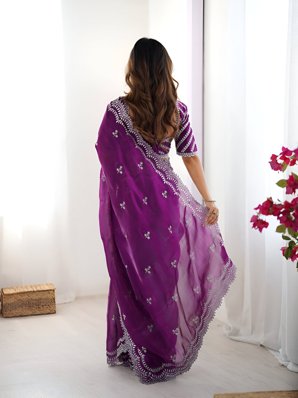 Lehenga Mart Party Wear saree for women - Purple | Grocsy