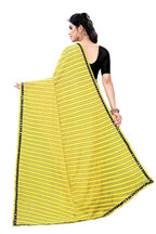 Vamika Yellow Malai Silk Printed Saree (Zigzag Yellow) | Grocsy