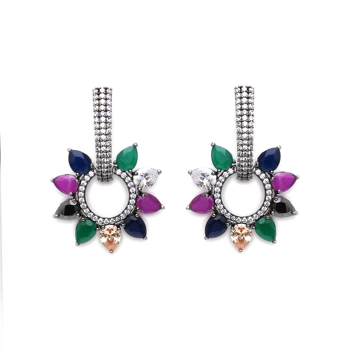 Dual Detachable Multi Loop Earrings- Ruby Raang