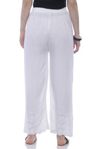 Mominos Fashion Rayon Cotton White Embroidery Chikan Palazzo | Grocsy