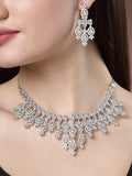 NVR Women's Silver-Plated Cubic Zirconia Studded Handcrafted Jewellery Set | Grocsy