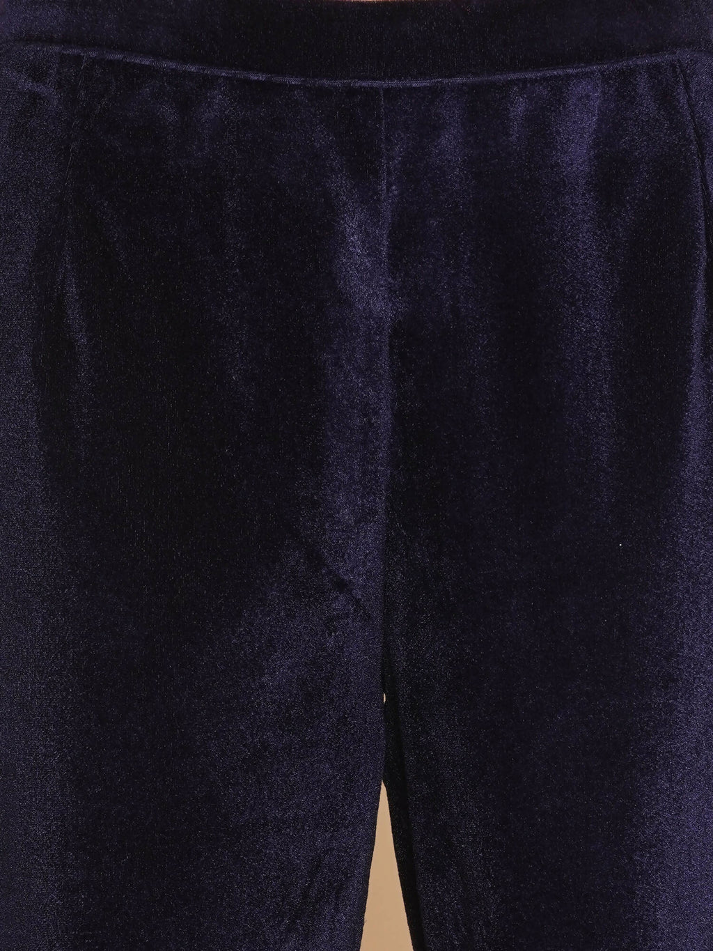 Women Republic Navy Blue Velvet Assymetrical Hand Embellished Kurta With Pants | Grocsy