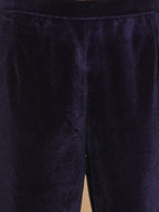 Women Republic Navy Blue Velvet Assymetrical Hand Embellished Kurta With Pants | Grocsy
