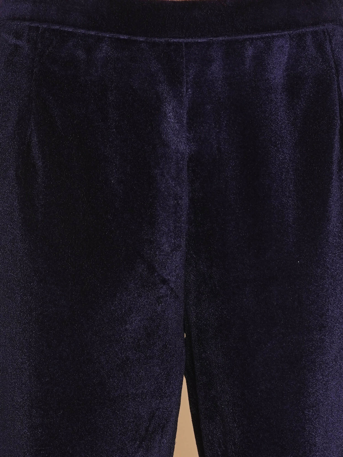 Women Republic Navy Blue Velvet Assymetrical Hand Embellished Kurta With Pants | Grocsy