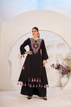 Lehenga Mart Black Reyon Designer Cord-Set Ready To Wear | Grocsy