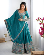 Lehenga Mart Designer Bollywood Style Wedding Wear Lehenga Choli - sky-blue | Grocsy