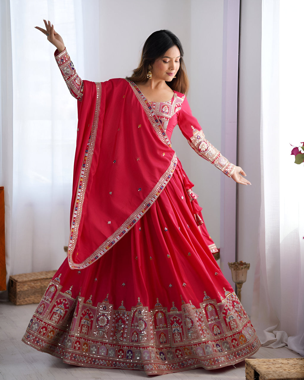 Lehenga Mart Designer Bollywood Style Wedding Wear Lehenga Choli - Red | Grocsy