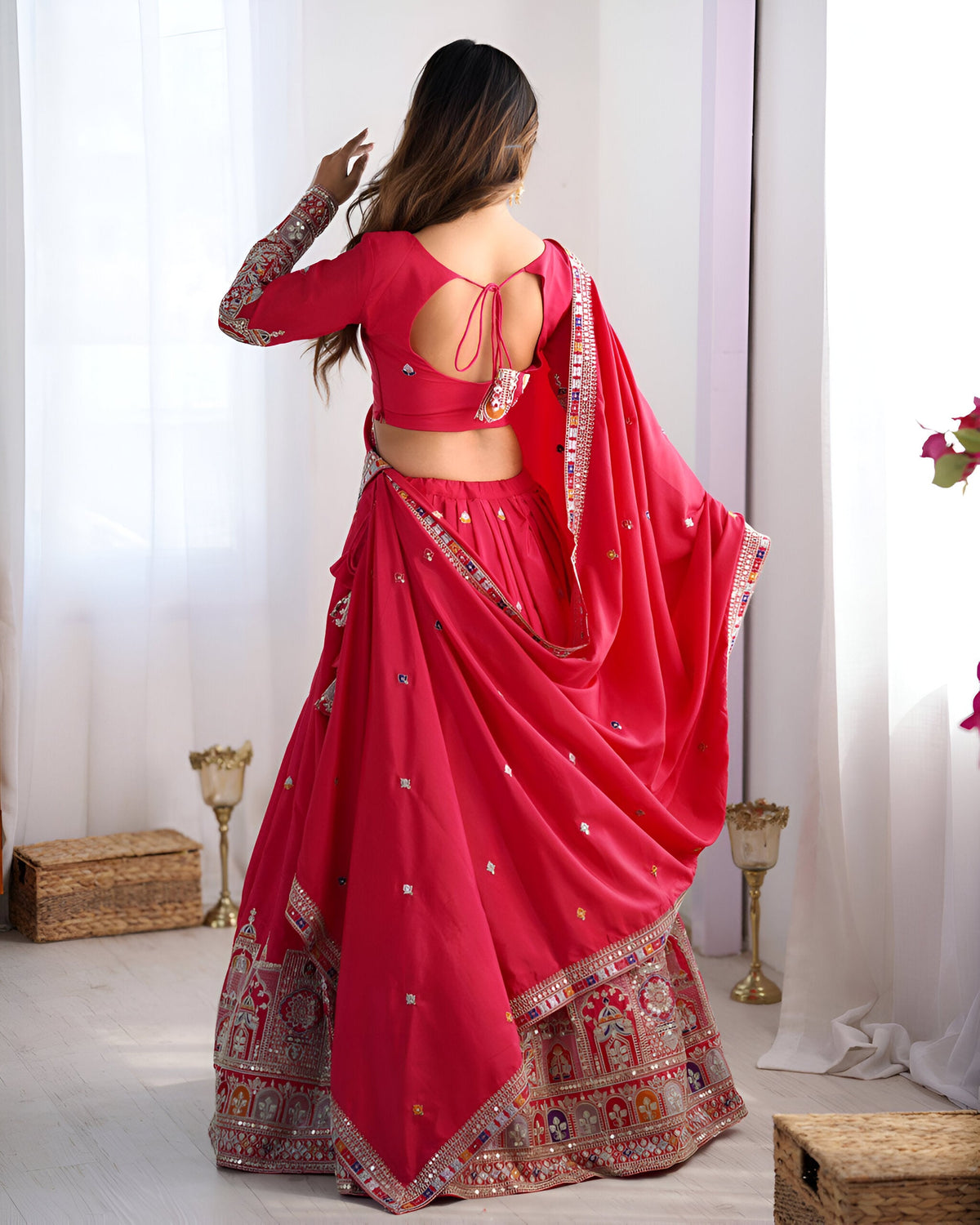 Lehenga Mart Designer Bollywood Style Wedding Wear Lehenga Choli - Red | Grocsy