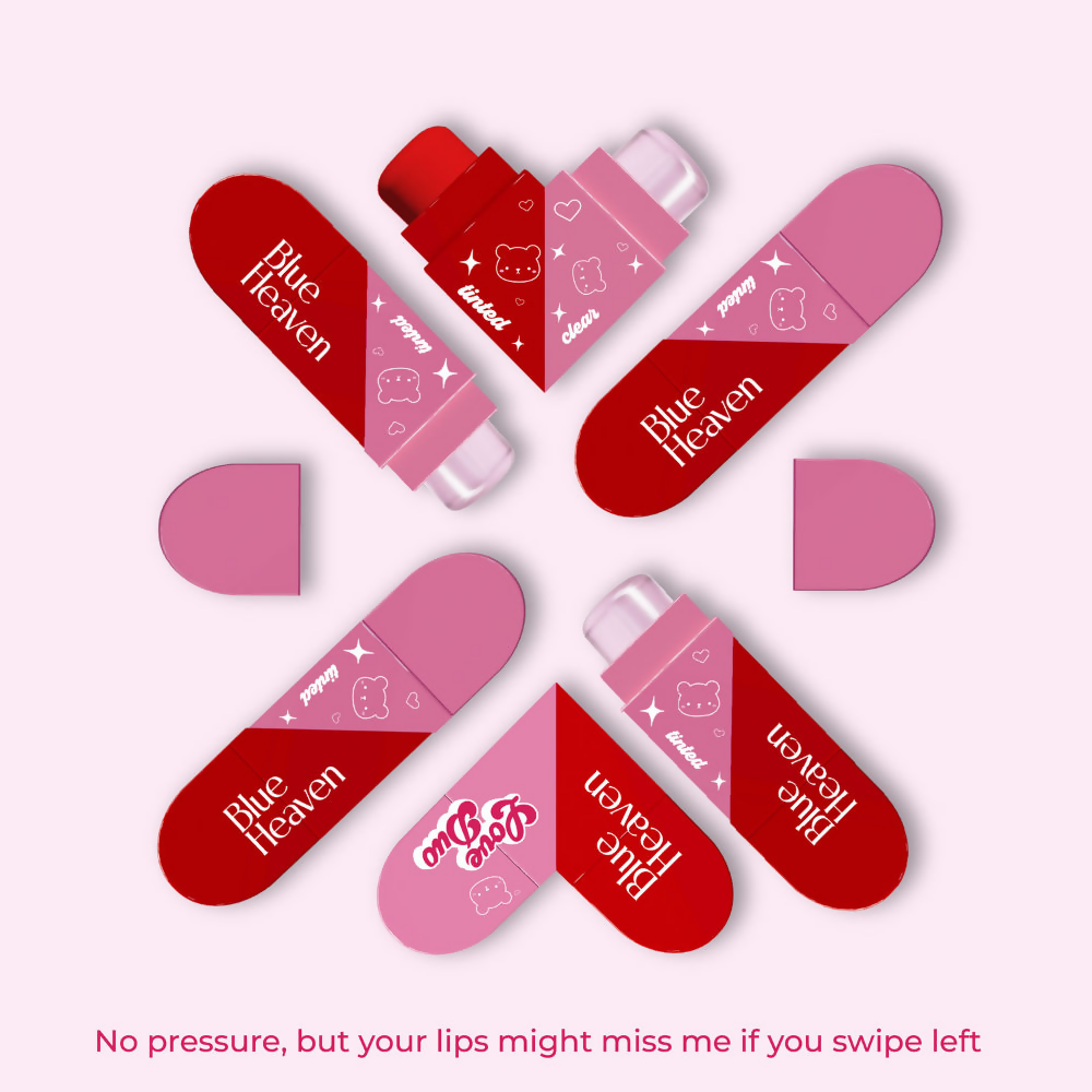 Blue Heaven Love Duo 2-In-1 Clear & Tinted Lip Balm - Hunbun (Clear+ Cherry) | Grocsy