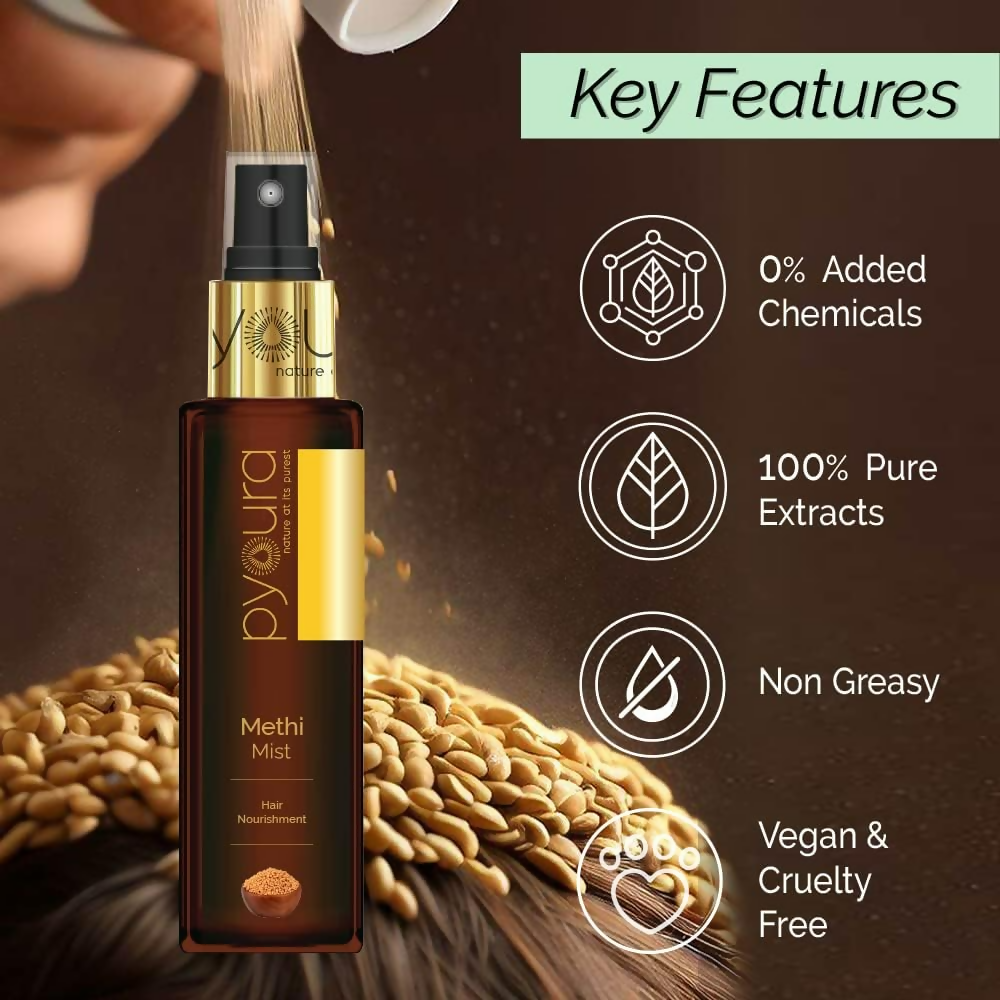 Pyoura Methi Hair Serum Mist Anti-Frizz Non-sticky & Non-greasy Hair Serum For Soft & Shiny Hair | Grocsy