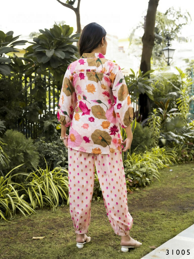 Casual Fashionable Multi Muslin Cotton co-ord set - Manya | Grocsy
